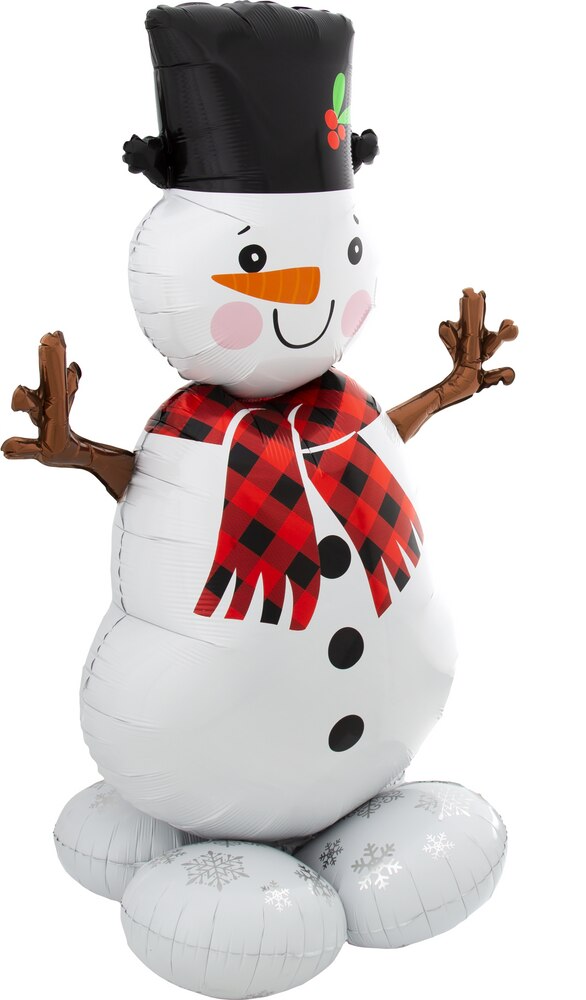 Snowman Satin Foil Balloon, White, 48-in, Air-Filled for Winter/Christmas