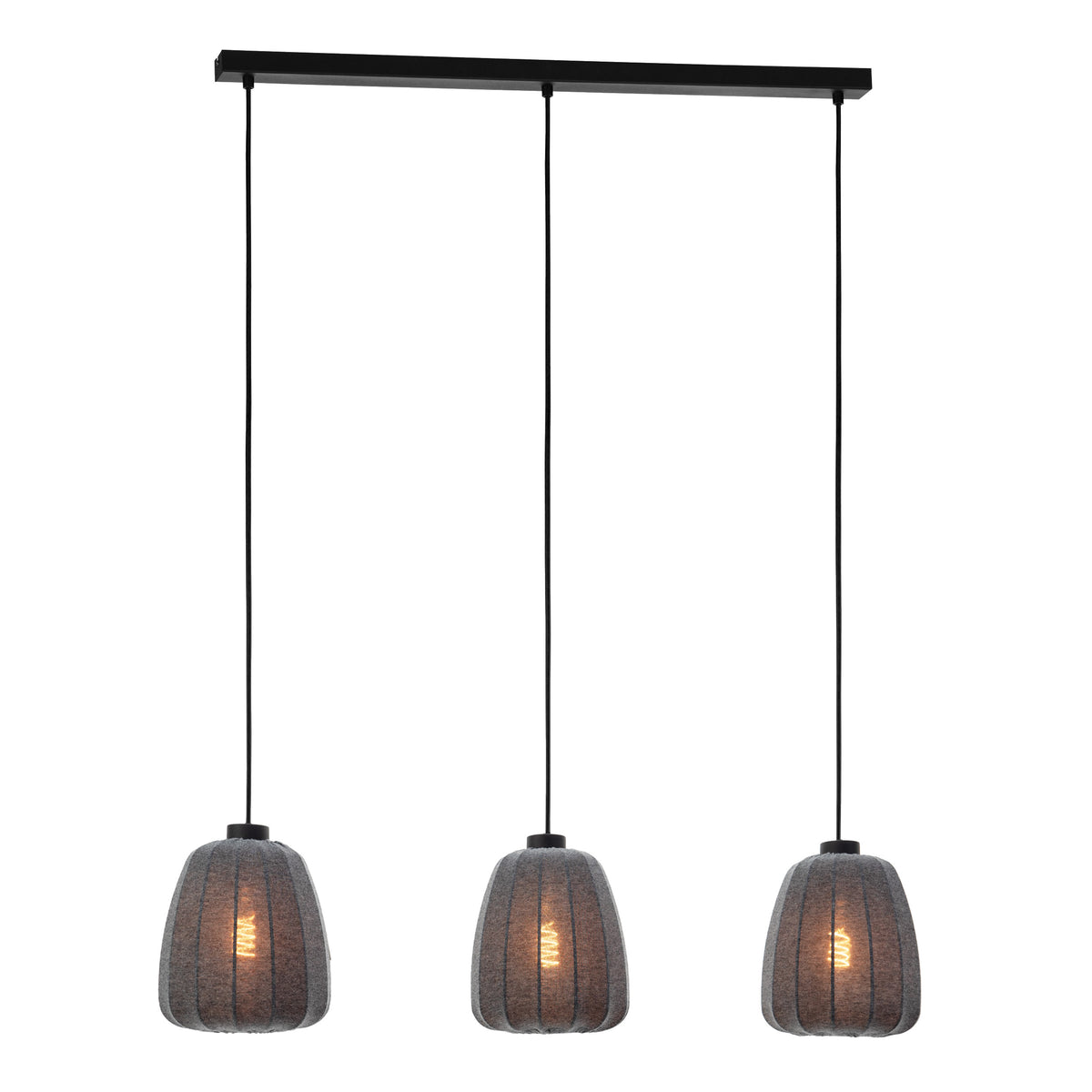 EGLO hanglamp Barlaston - e27 - 88 cm - zwart/grijs - uitwasbaar textiel