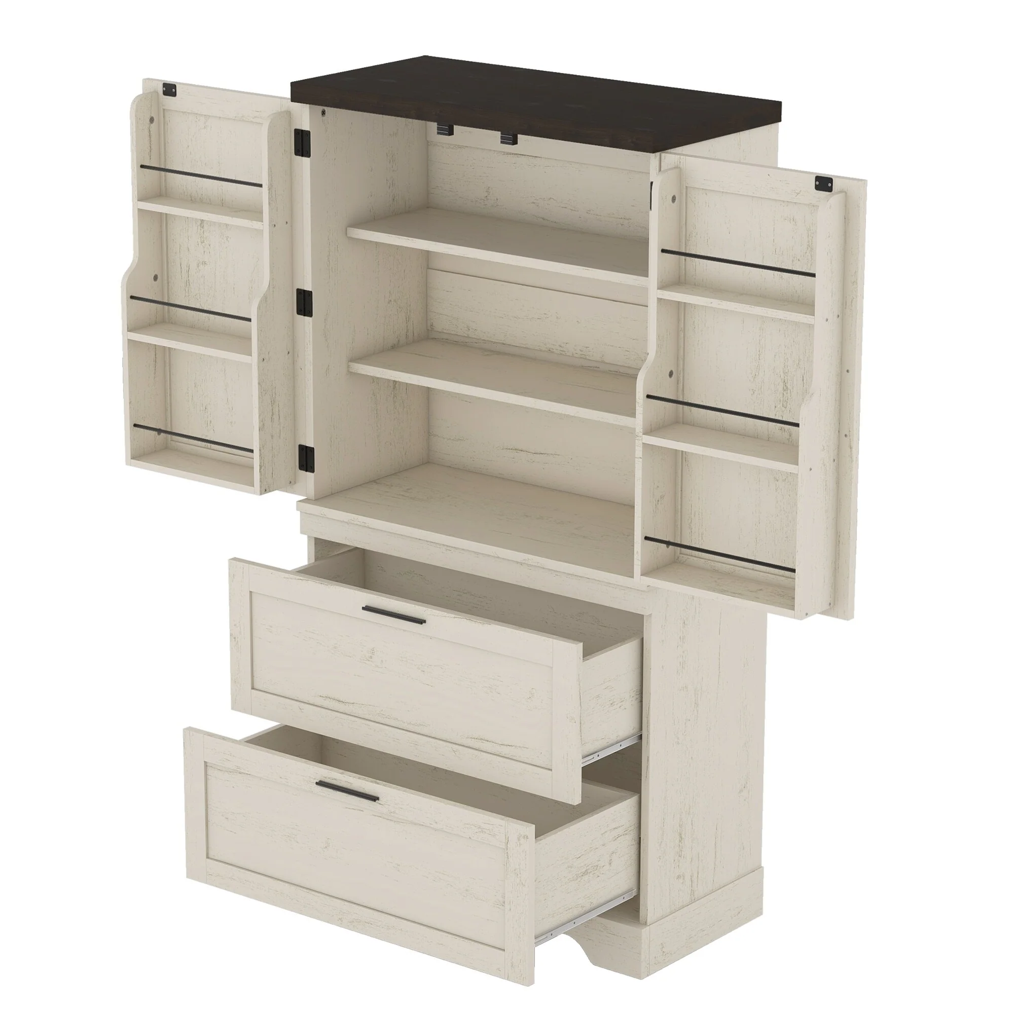 Modern Farmhouse Style Wooden Cabinet with Sturdy Frame