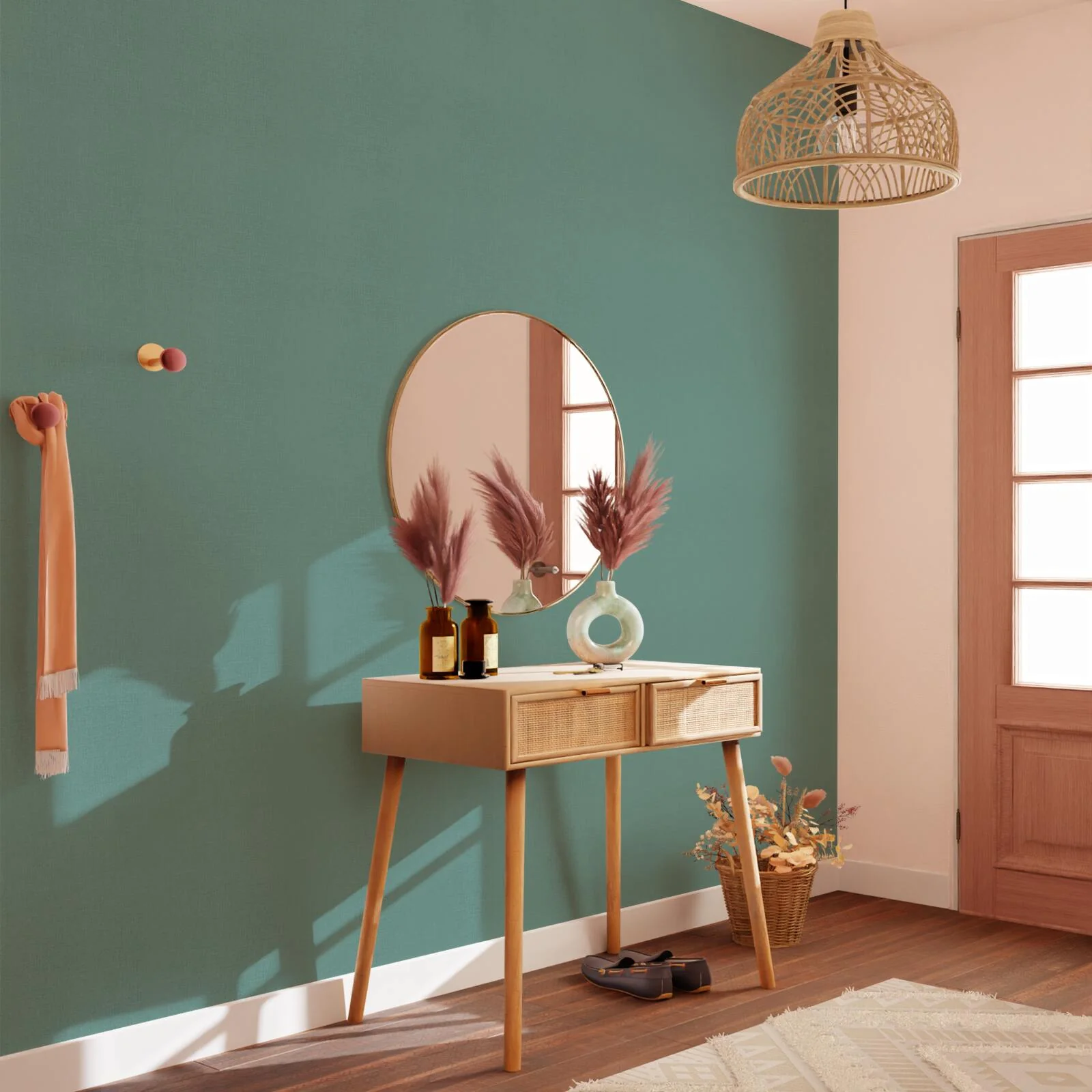 Papier peint intissé MALYA coloris vert anglais