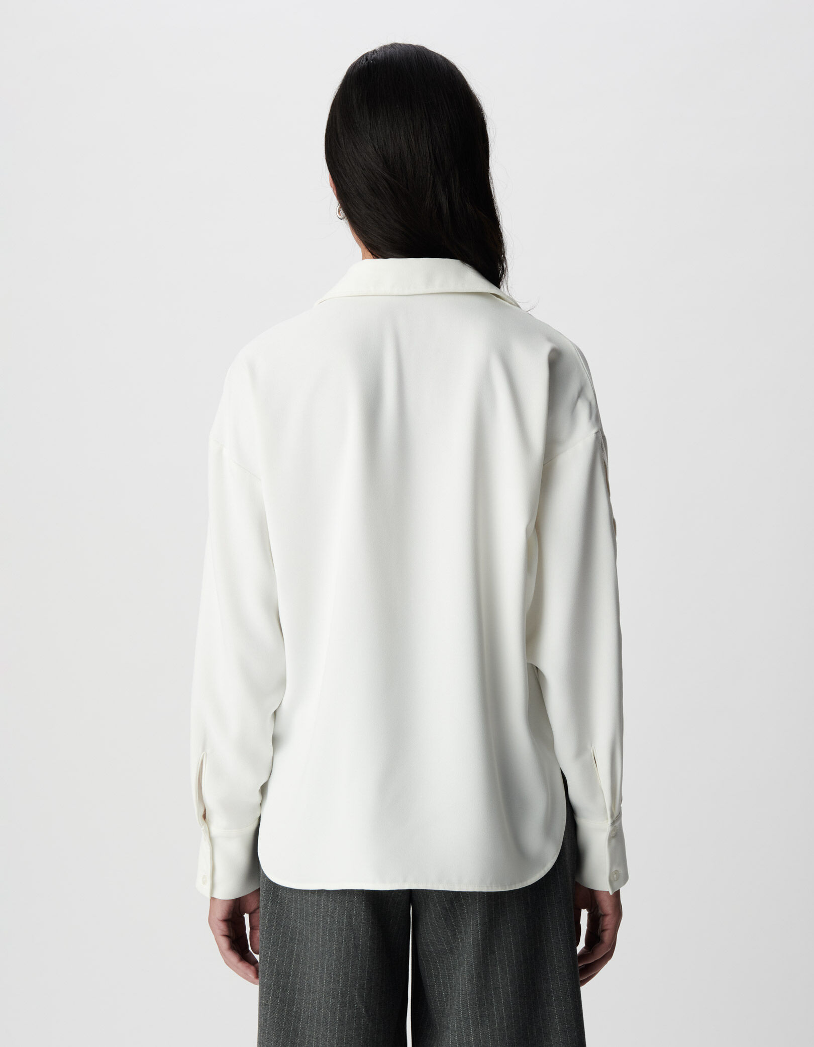 Chemise noire manches longues ajourées Femme