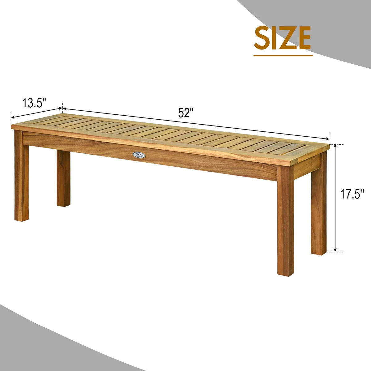 Costway 2Pcs 52'' Outdoor Acacia Wood Dining Bench Chair with Slatted - See Description
