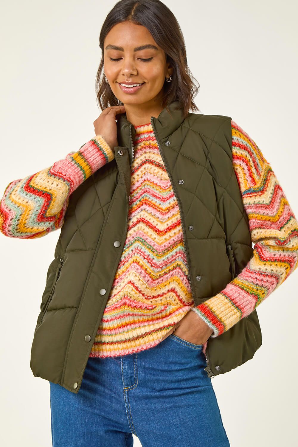 Roman Diamond Padded Button Gilet