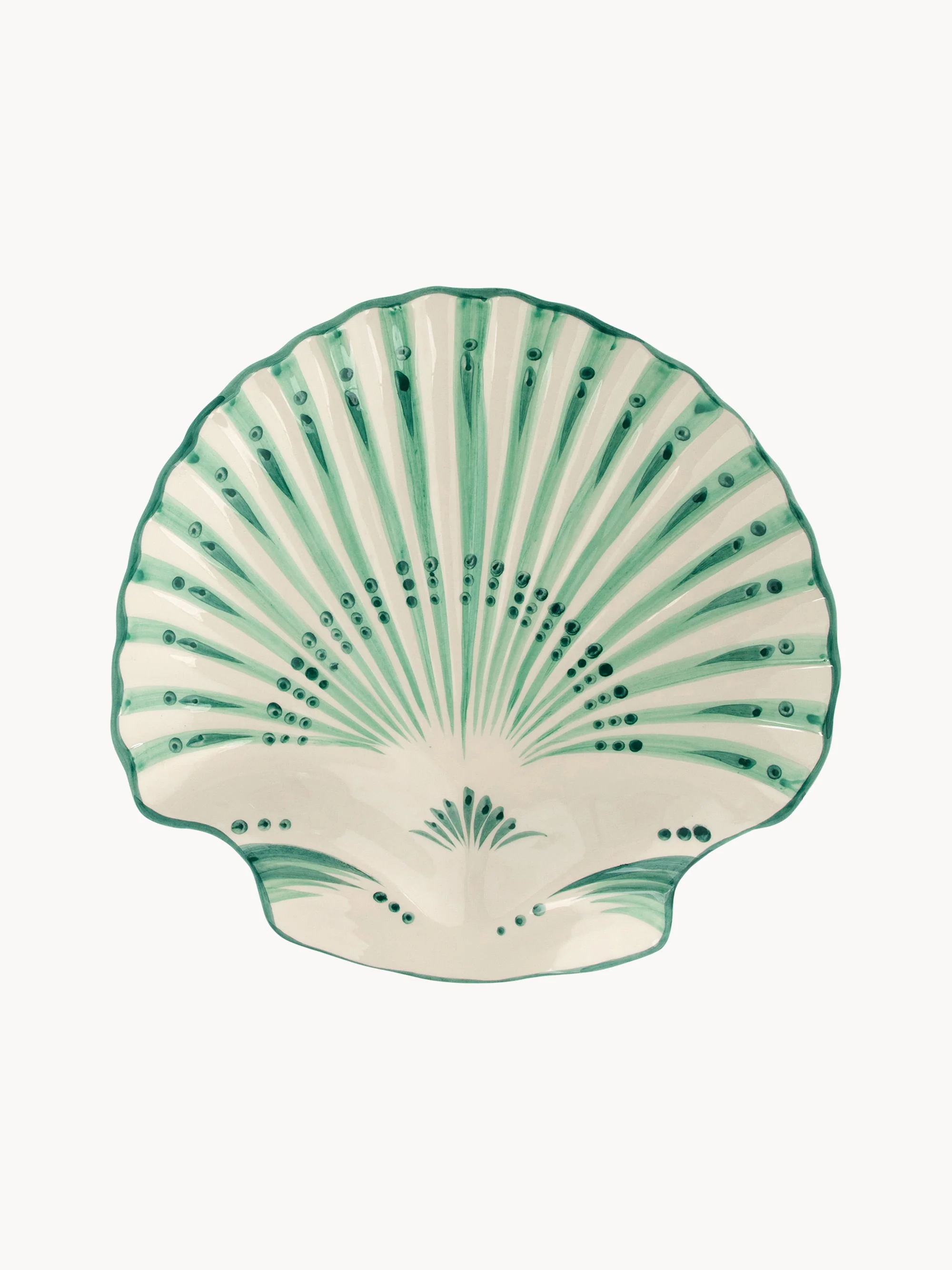 Handbemalte Servierplatten Shell Verde, 6er-Set