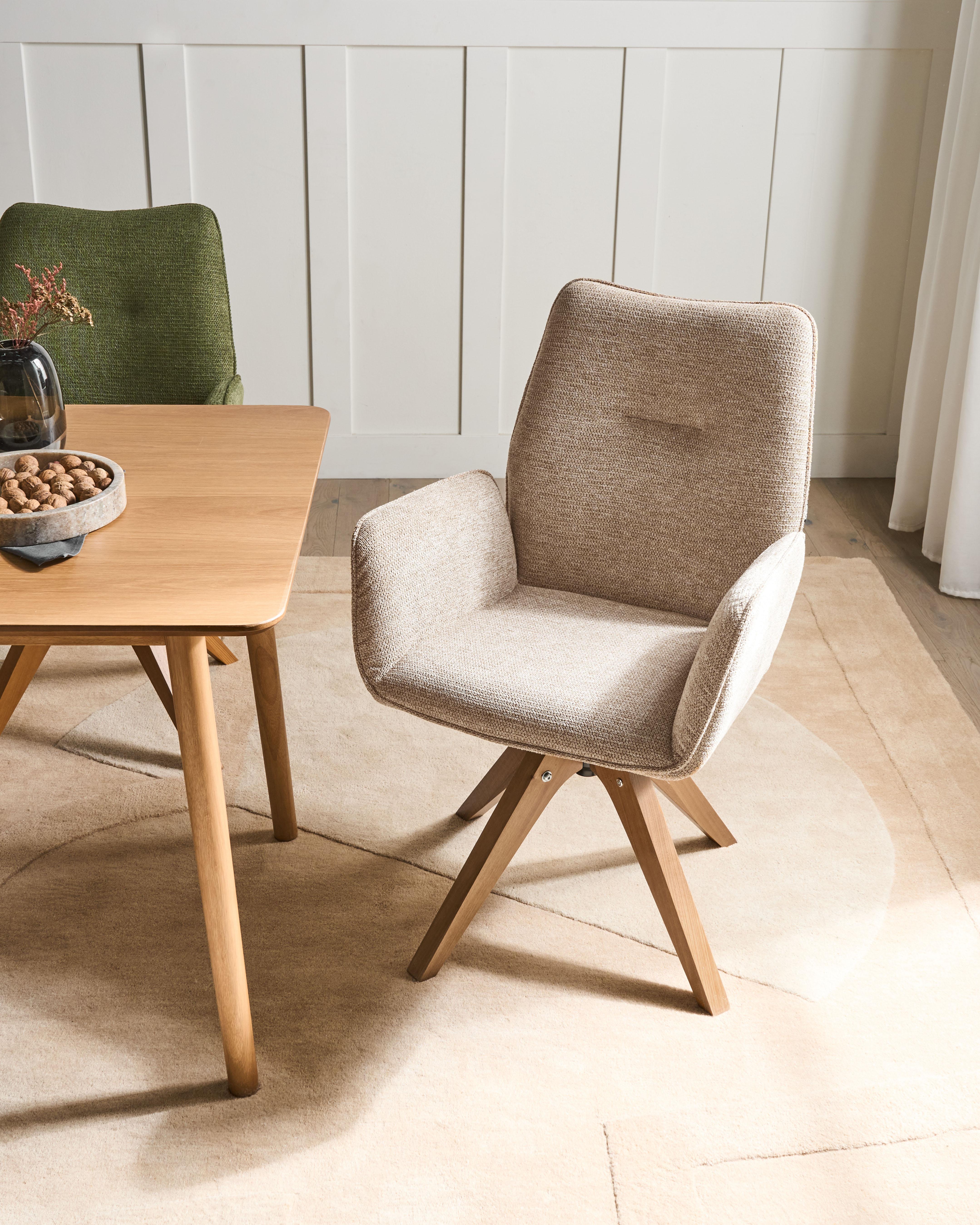 Dining Chair Swivel MOKENA Faux Linen Beige