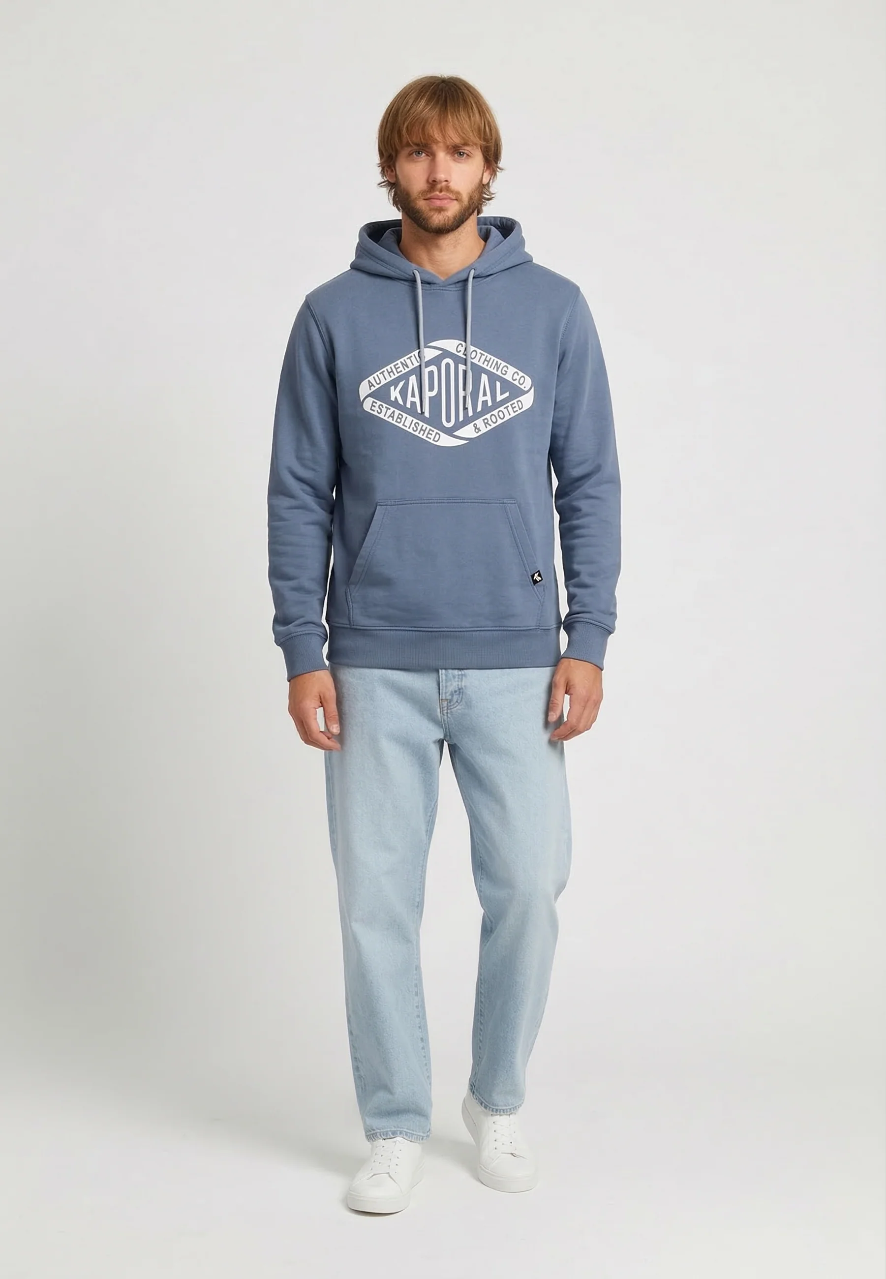 Sweat à capuche regular bleu délavé coton polyester BENNI