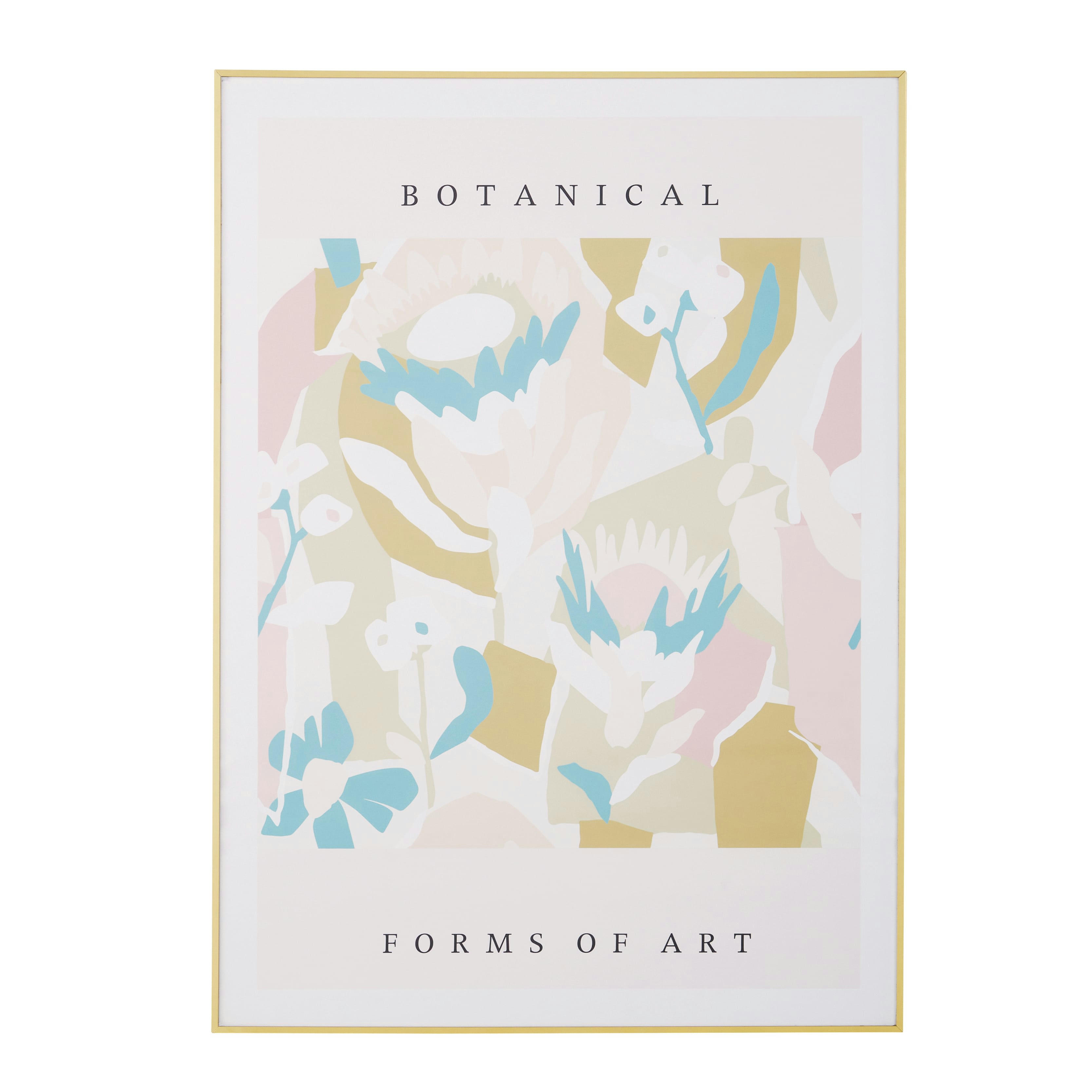 DAYVEN - Affiche imprimé floral multicolore et cadre en métal doré 80x110