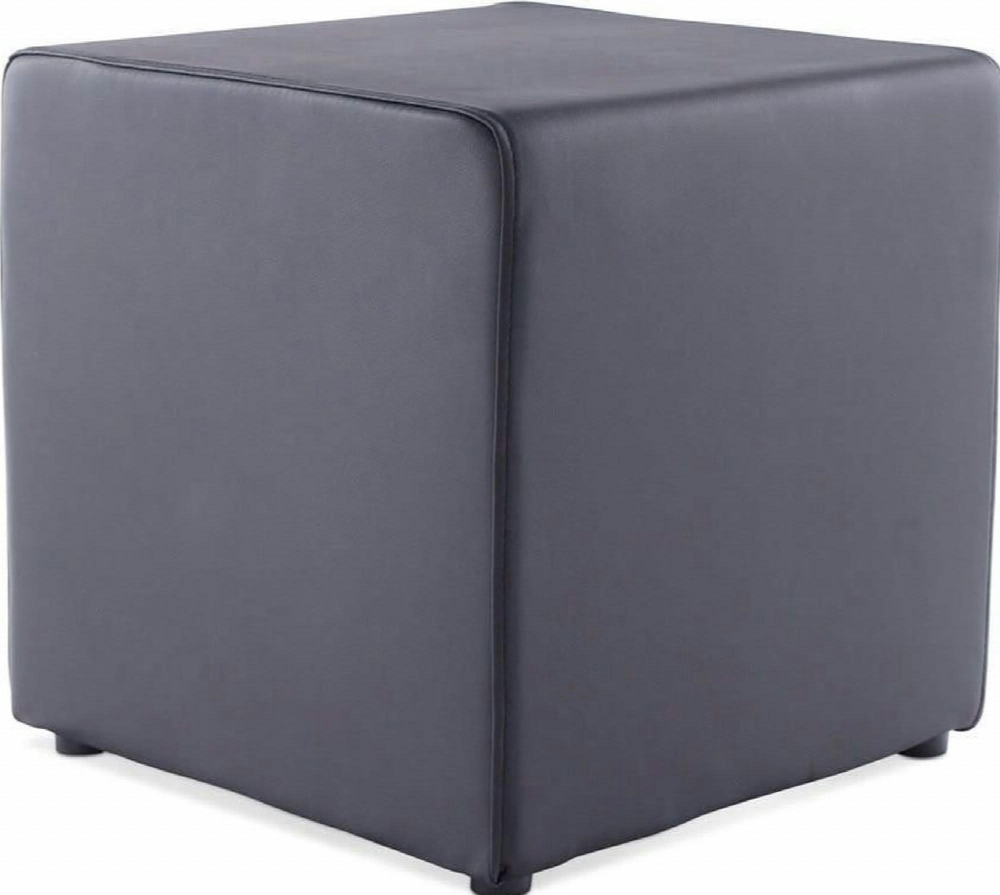RUBIK - Pouf Simili Noir H. assise 41 cm rembourré