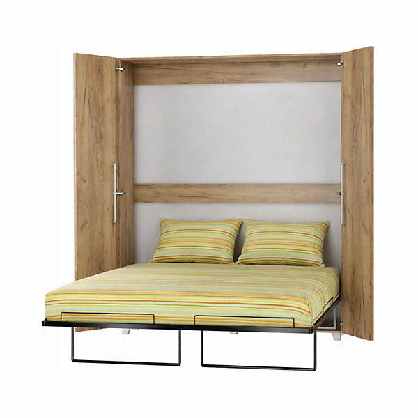 Armoire Lit escamotable Vertical 160x200 cm Or Artisan avec porte Lit Mural Todor