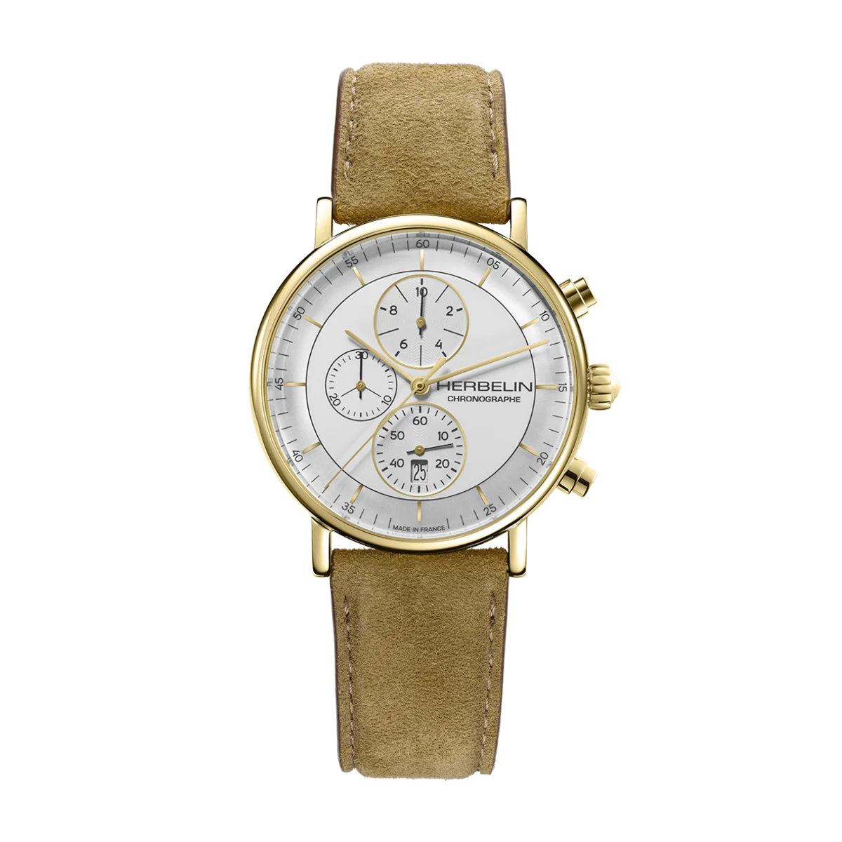 INSPIRATION – CHRONOGRAPHE – DORÉ & CUIR CAMEL