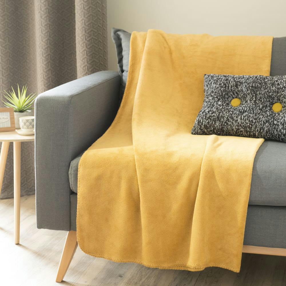 - Plaid jaune moutarde 150x230