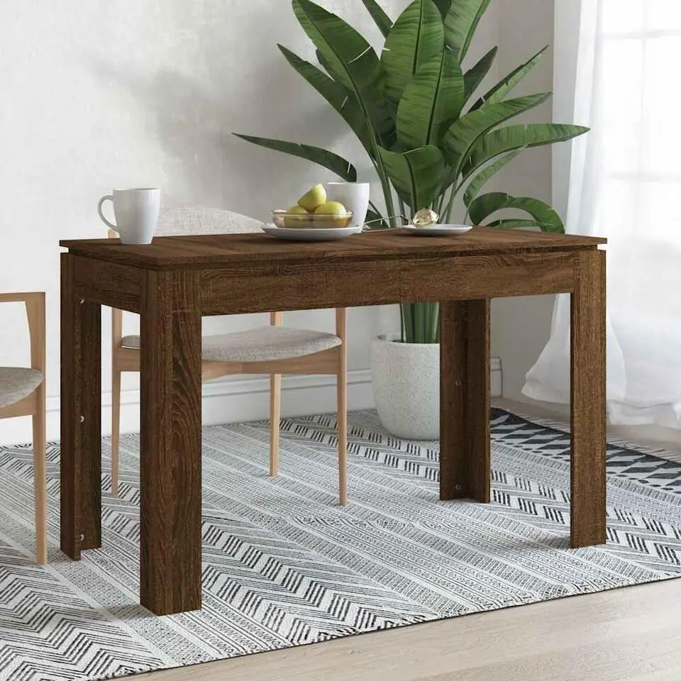 vidaXL Eettafel - Rechthoekige tafel - Bruin eiken - Bewerkt hout - 120x60 cm