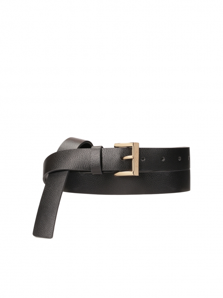 Black leather tied belt