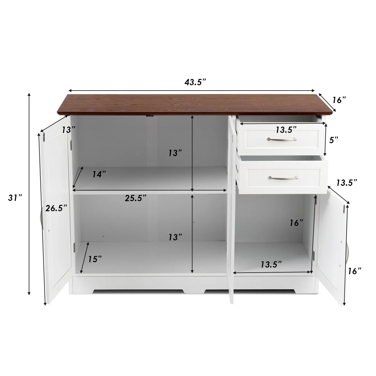 Gymax Buffet Storage Cabinet Console Table Kitchen Sideboardd Home