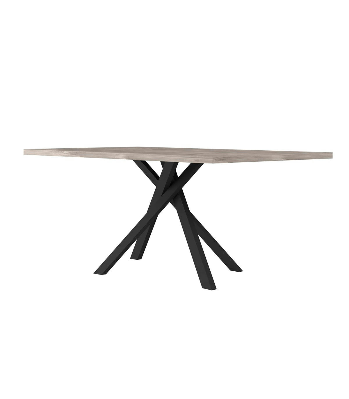 SNAPP - Table rectangulaire 8 pers. pieds central - Décor Bois et pieds noir