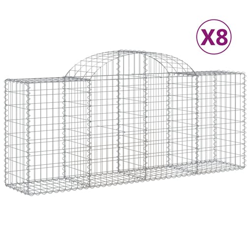 NNEVL Arched Gabion Baskets 8 pcs 200x50x80/100 cm Galvanised Iron