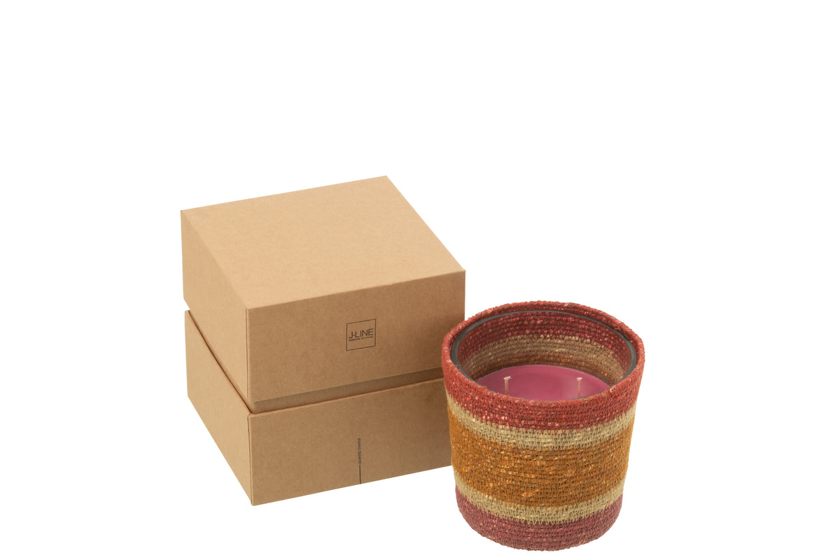 J-Line geurkaars Mand - Tender Rose - bordeaux - small - 45U