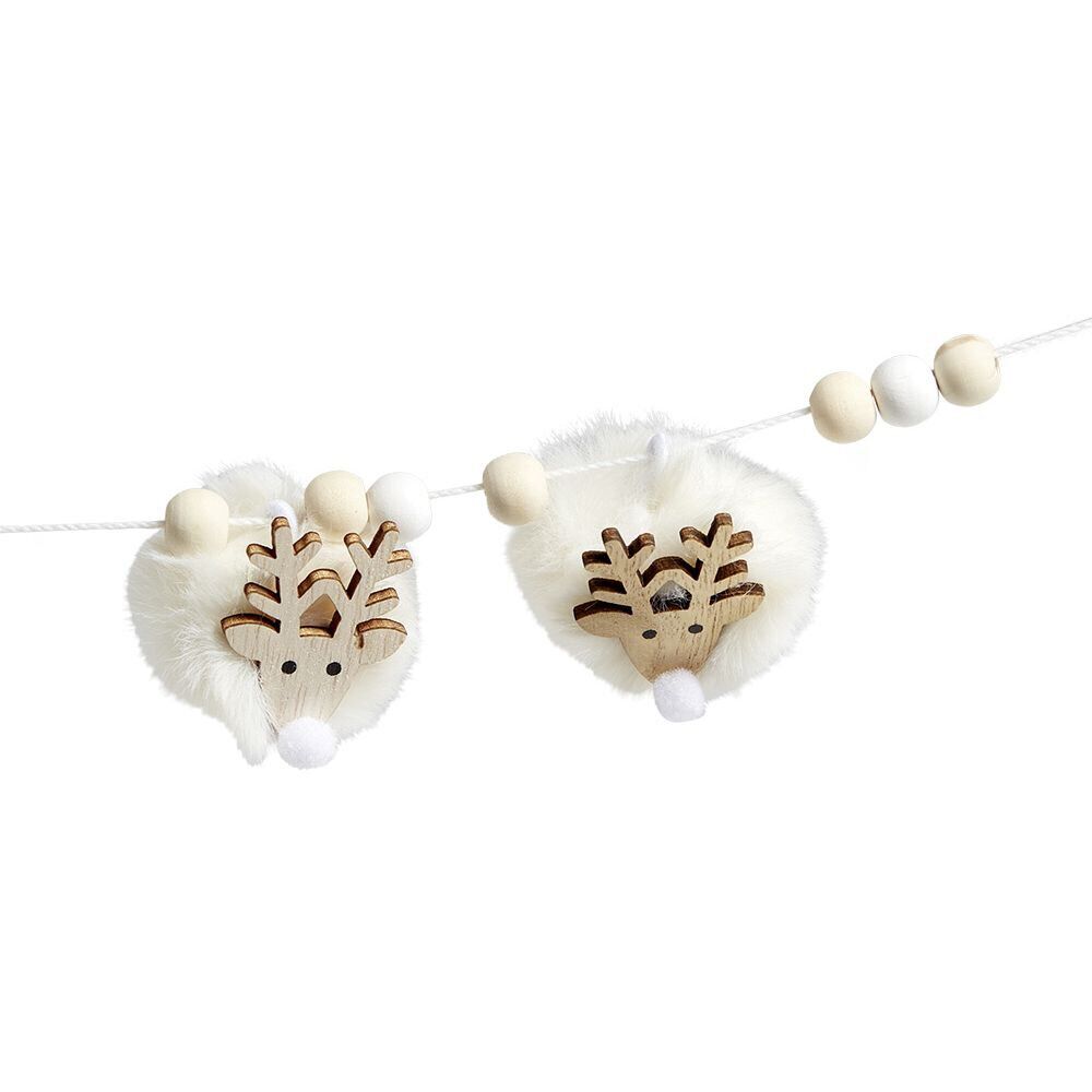 Guirlande No&euml;l cerf blanc 1,8m