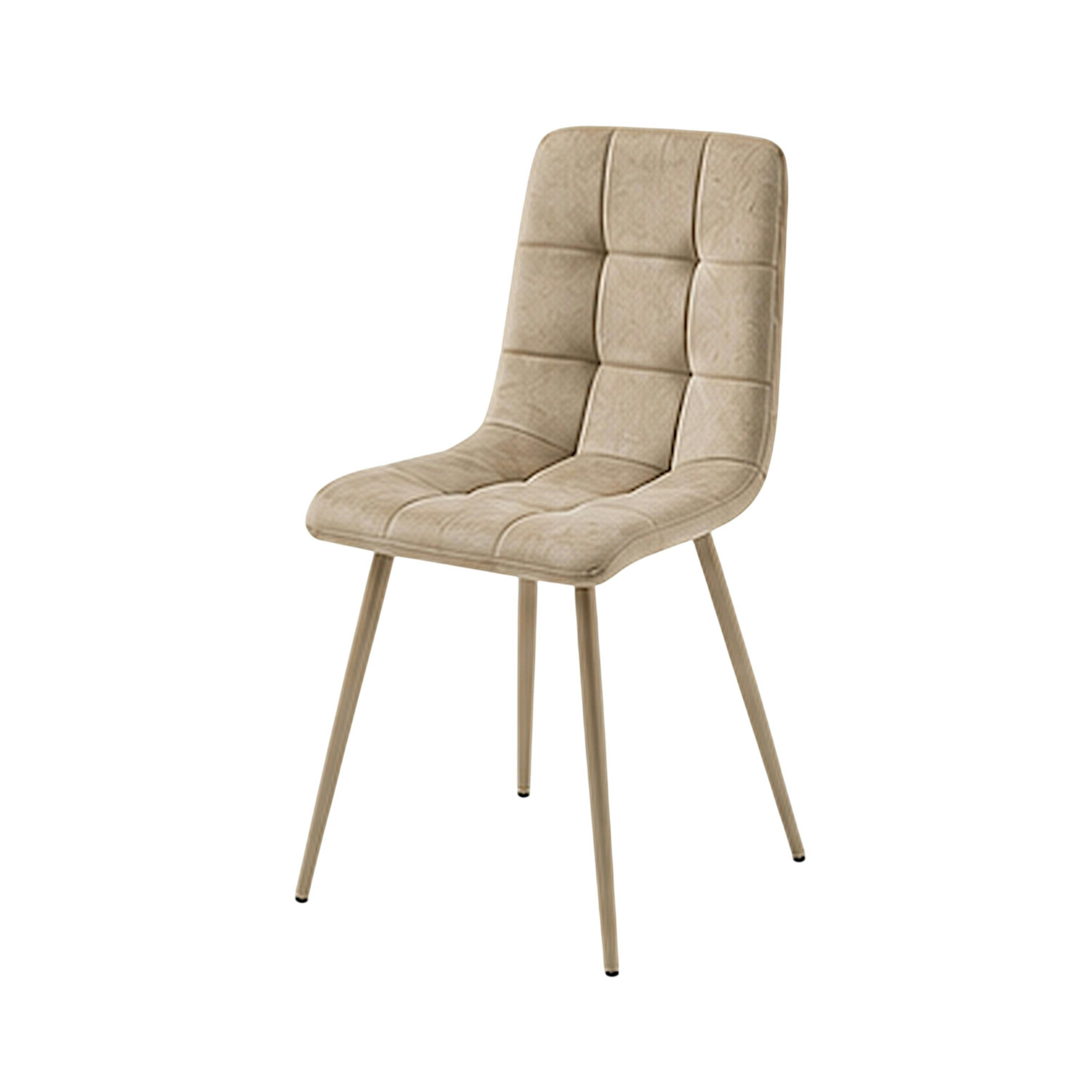 Chaise en tissu taupe motif damier (lot de 2) LORA
