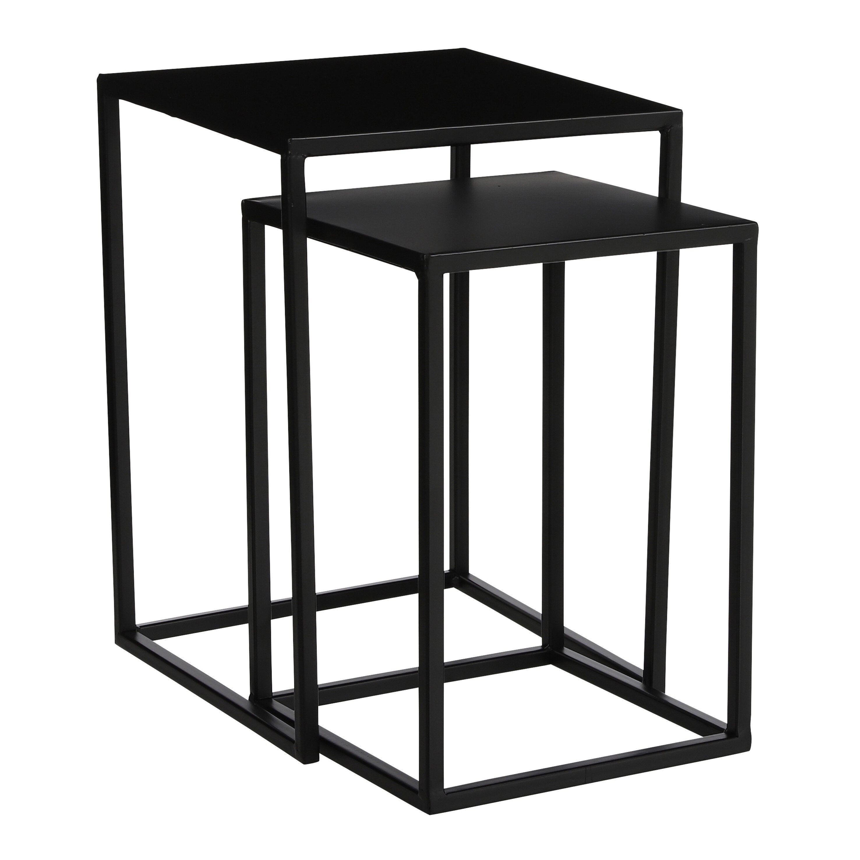 Mica Decorations Goa Bijzettafel - Set van 2 - L30 x B30 x H42 cm - Metaal - Zwart