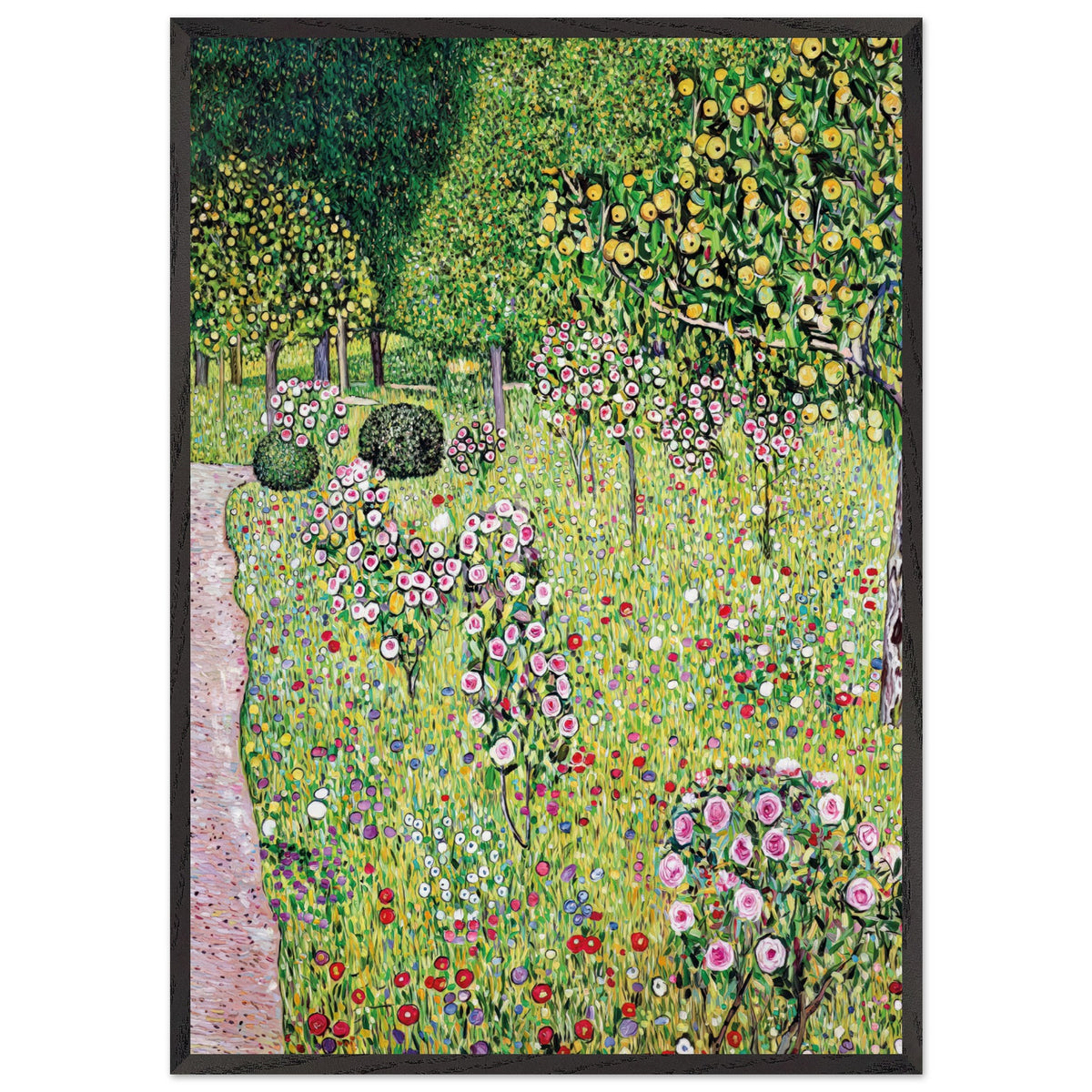 Artfulprints Poster met Lijst Gustav Klimt - Orchard with roses  - 70x100 cm - Groen