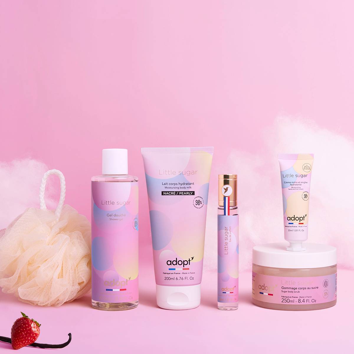 Little SugarCoffret maxi eau de parfum Little Sugar 30 ml   gel douche 250 ml   lait corps 200 ml   crème pour les mains 30 ml   gommage au sucre 250ml   fleur de bain