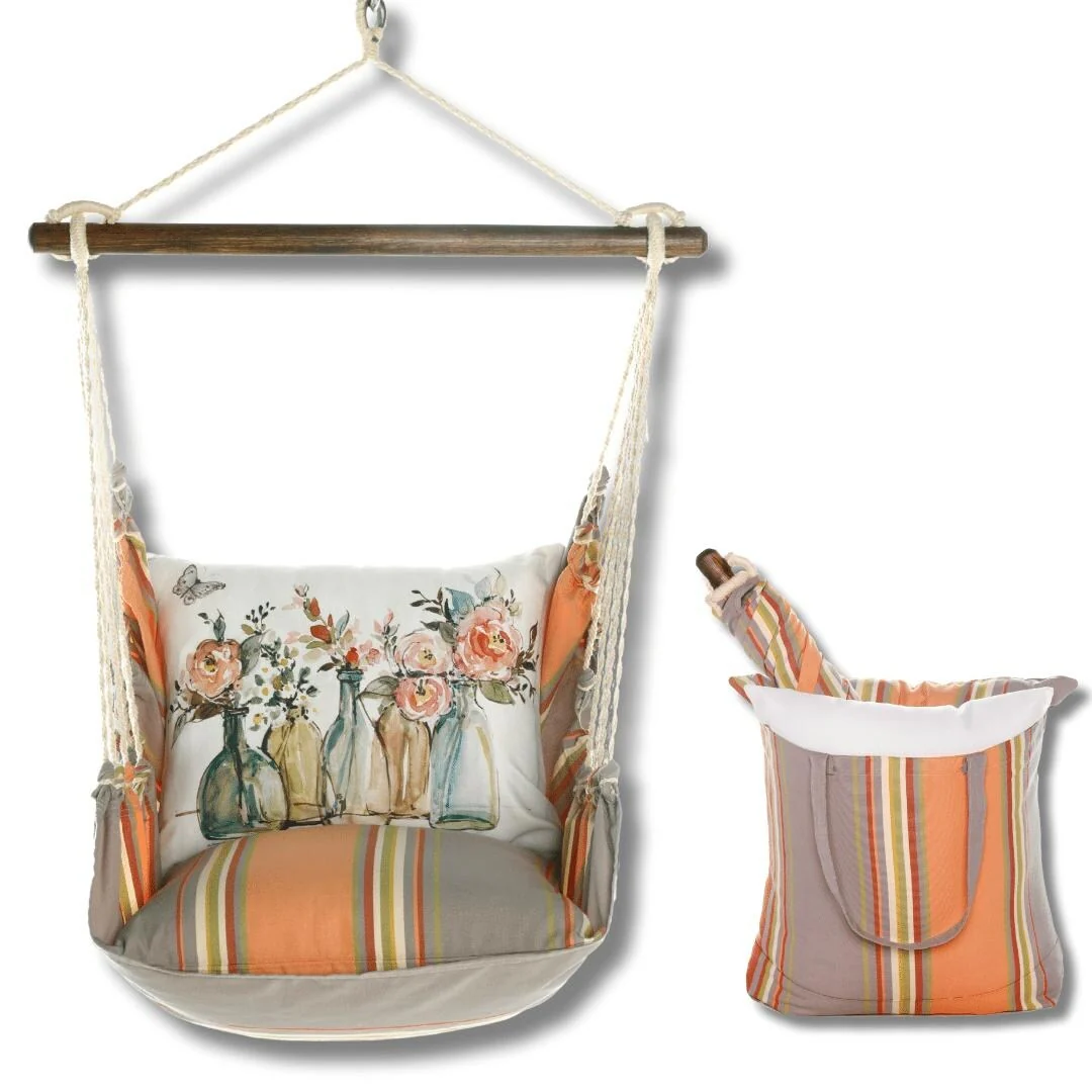 Magnolia Casual Swing Set 4 piece - Serene Sunset w/ Flowers in Glass Bottles