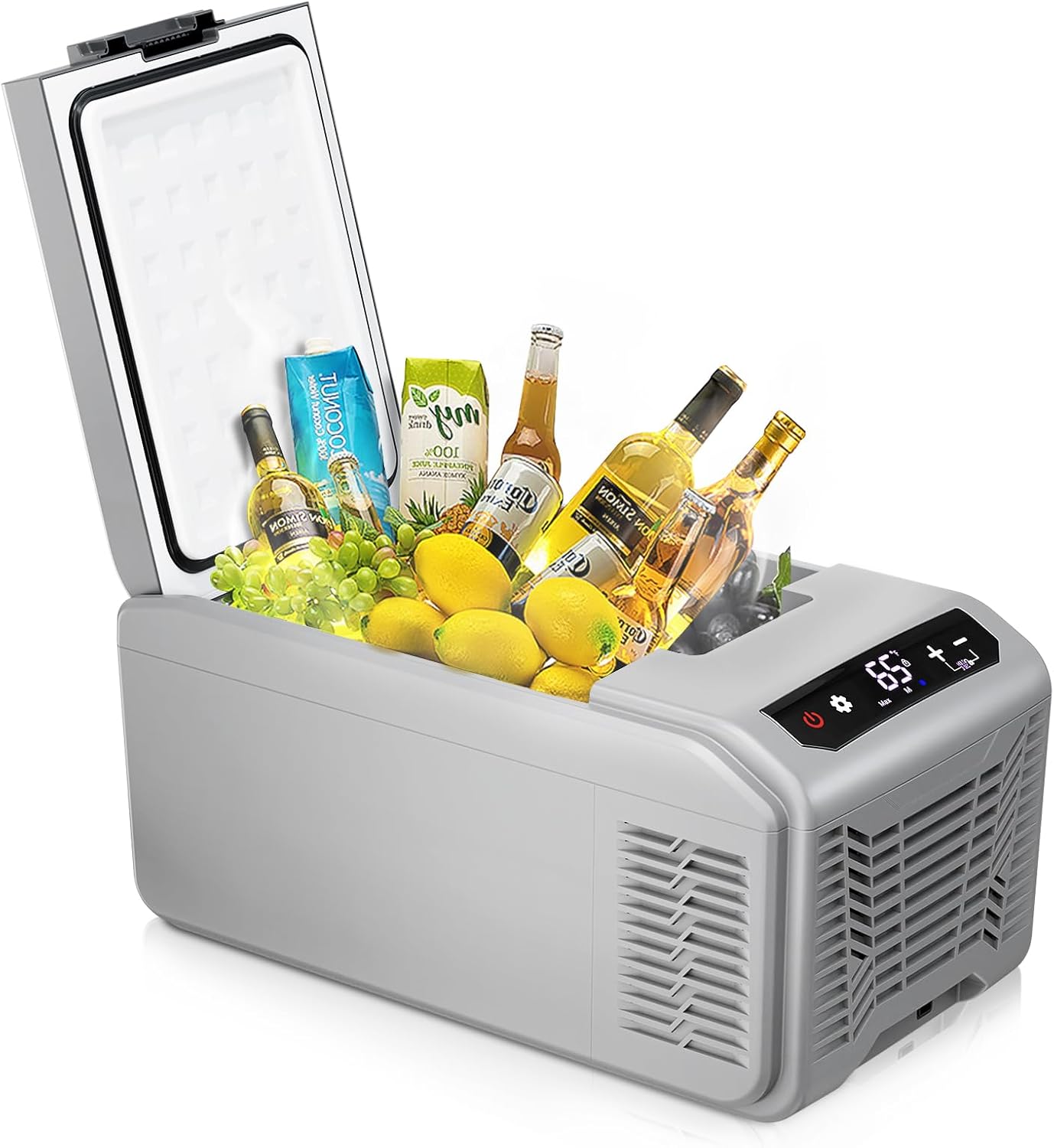 Electactic 12 Volt Electric Cooler, 15.79QT(15L) Car Fridge, Portable Refrigerator with Intelligent Control Panel, 12V Cooler -4℉~68℉, Portable Freezer AC/DC for Camping, Travel, Truck