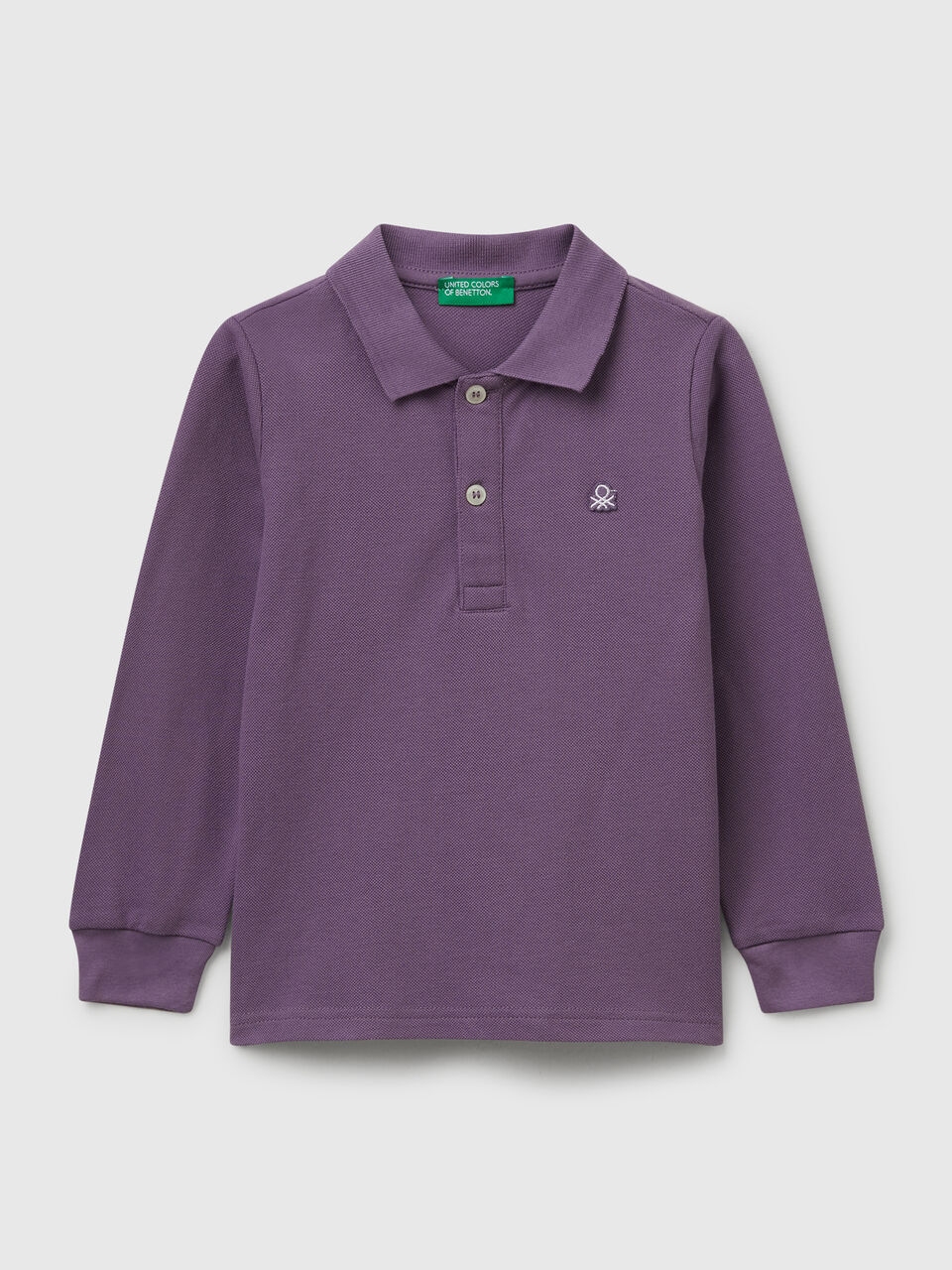 Long sleeve polo in cotton