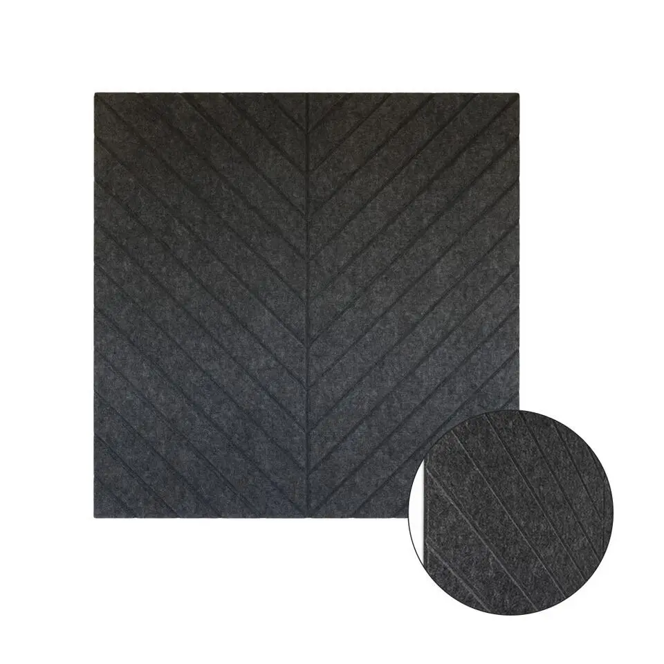 Akoestisch wandpaneel PET-vilt - 100x100cm - Visgraat motief Antraciet