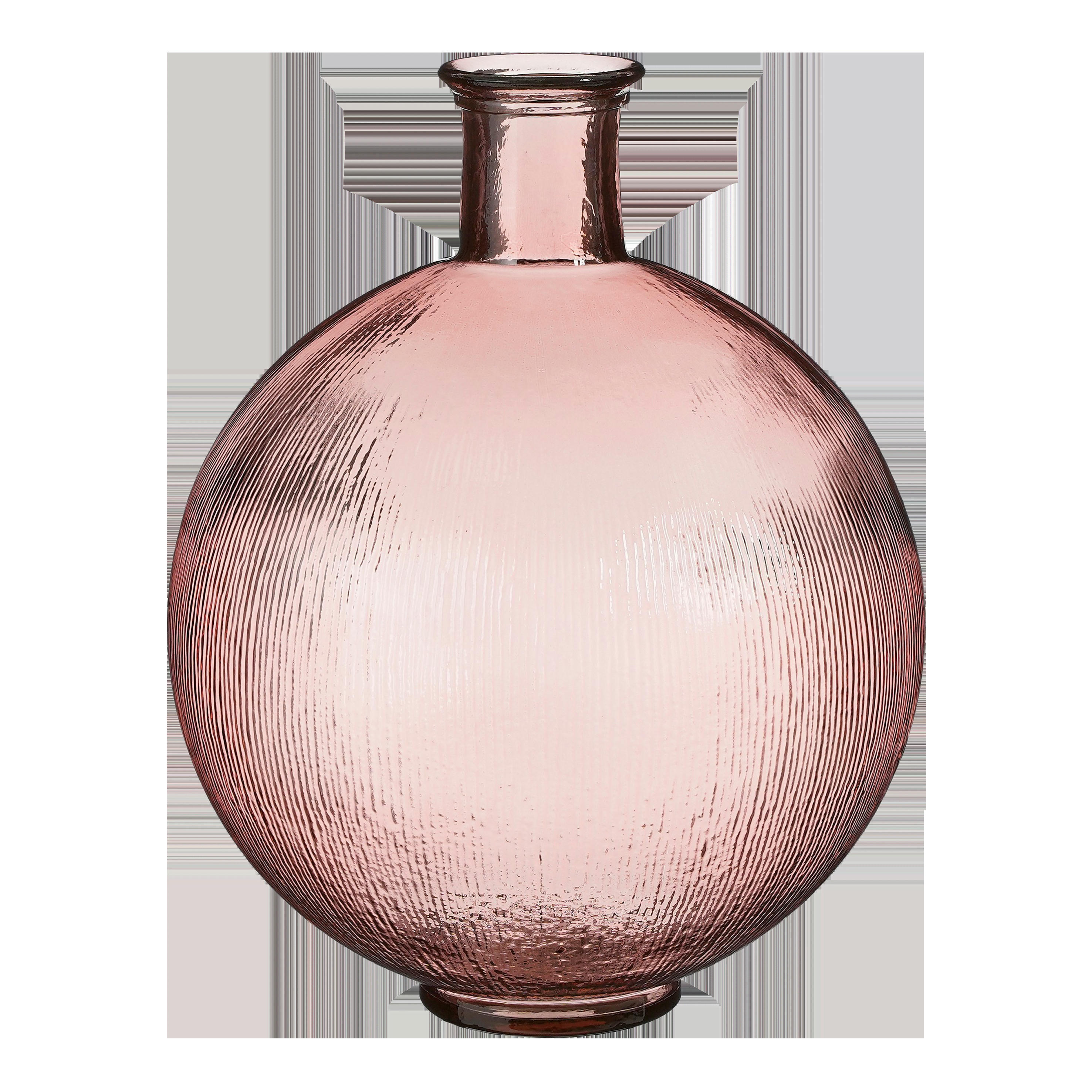 FIRENZA - Vase bouteille en verre recyclé rose clair H42