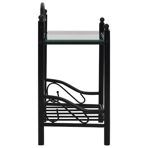NNEVL Bedside Table Steel and Tempered Glass 45x30.5x60 cm Black