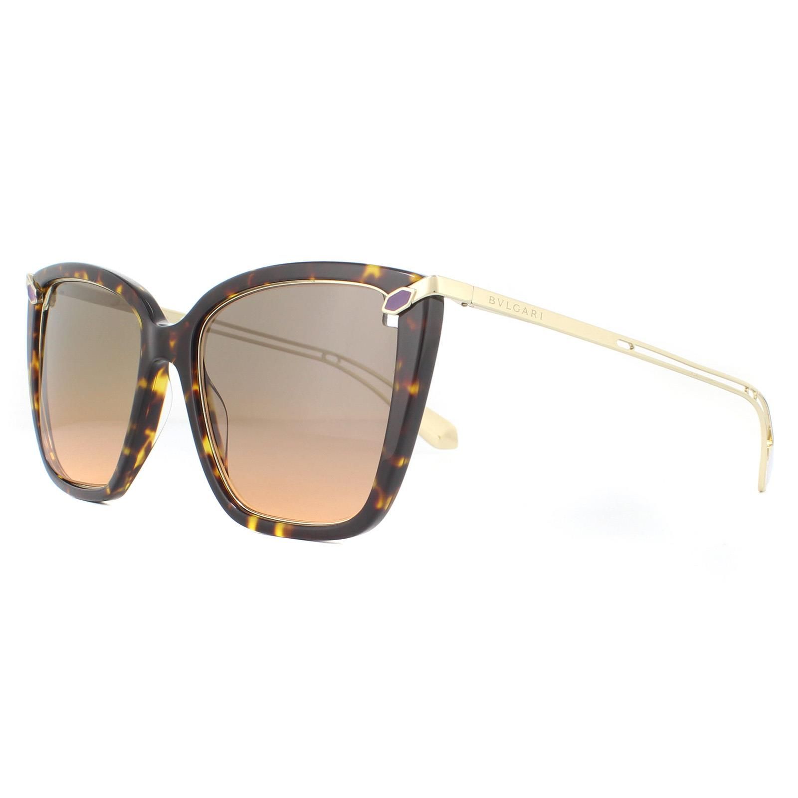 Bvlgari Square Havana Orange Gradient Light Grey Sunglasses