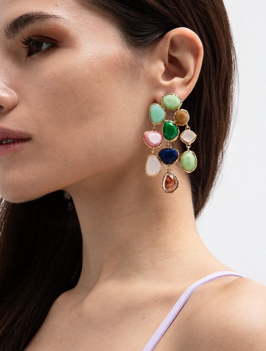Σκουλαρίκια πολύχρωμες πέτρες