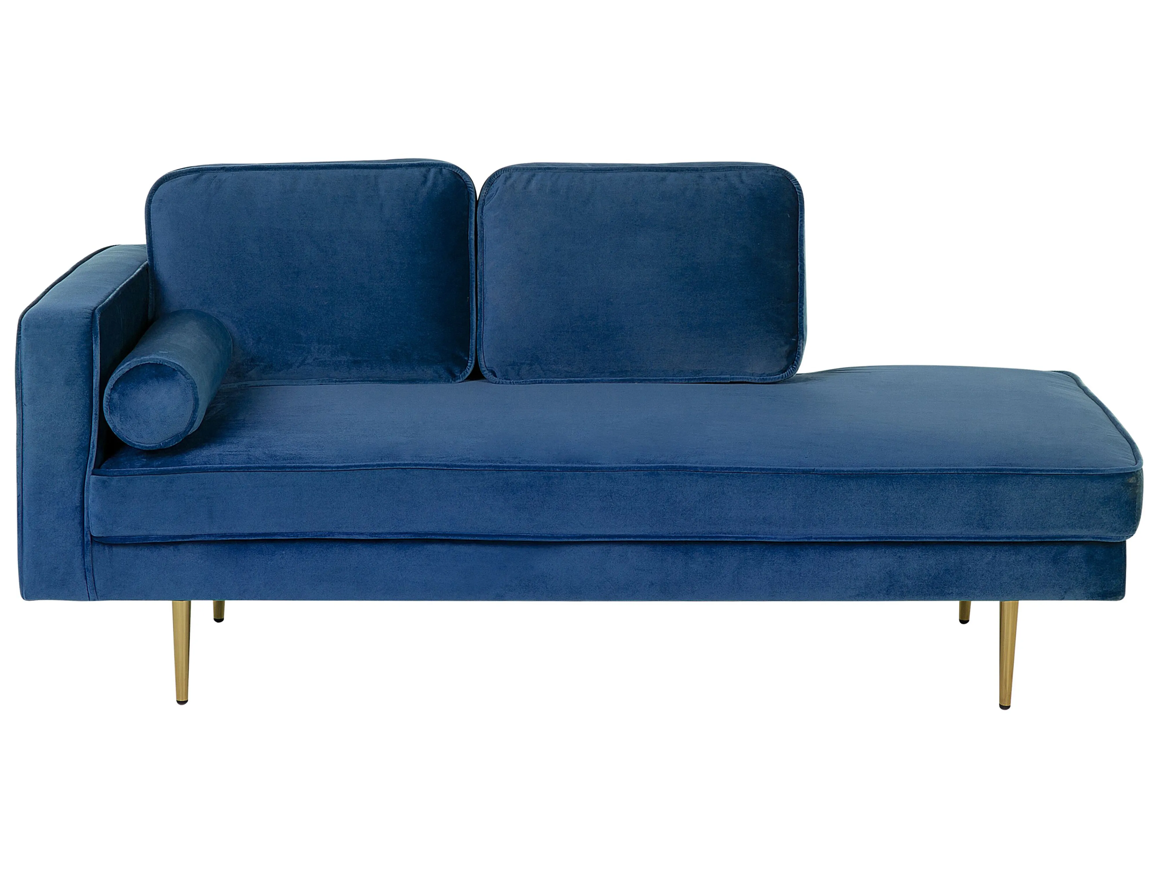 Left-Hand Chaise Longue MIRAMAS Velvet Navy Blue