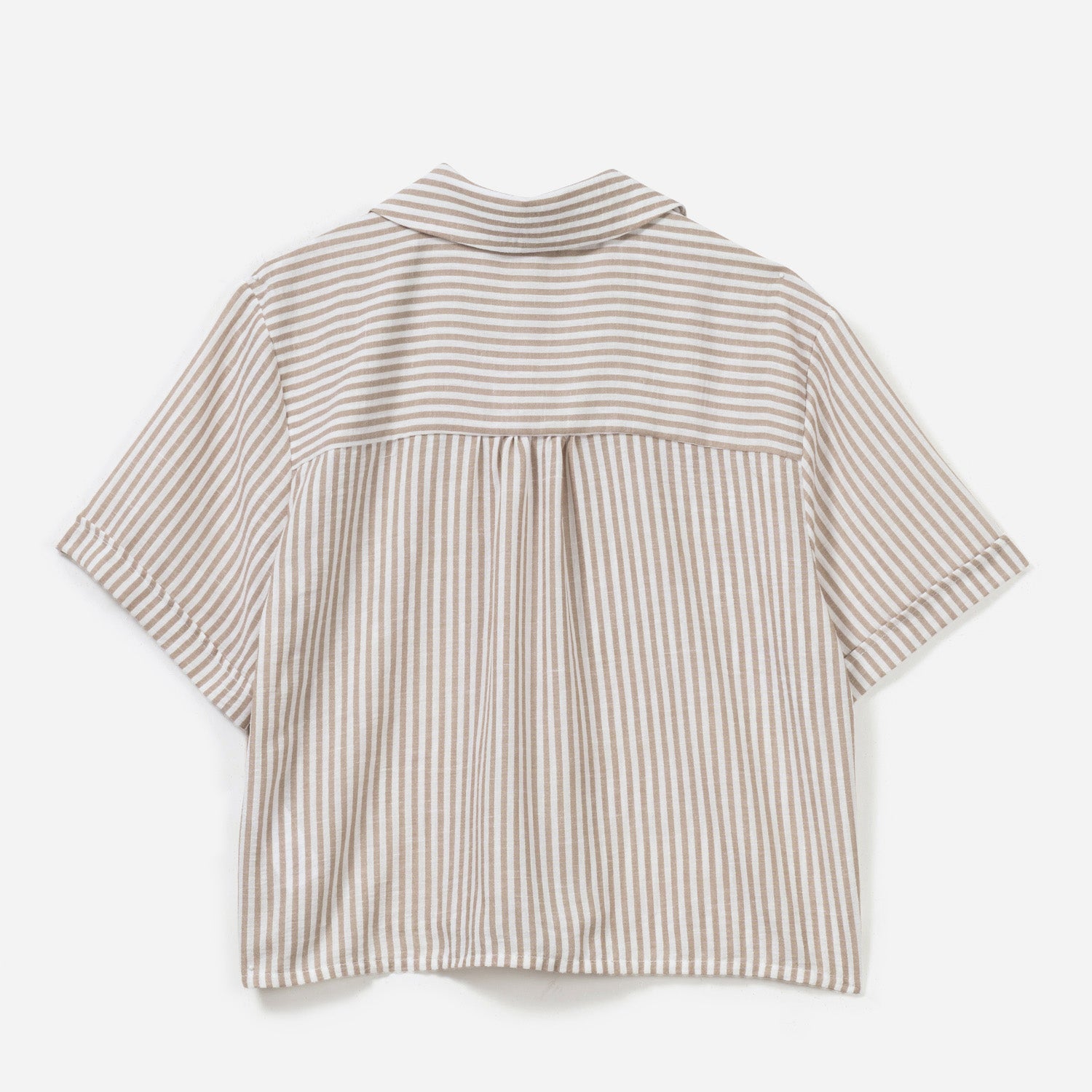 Chemise beige rayée manches courtes