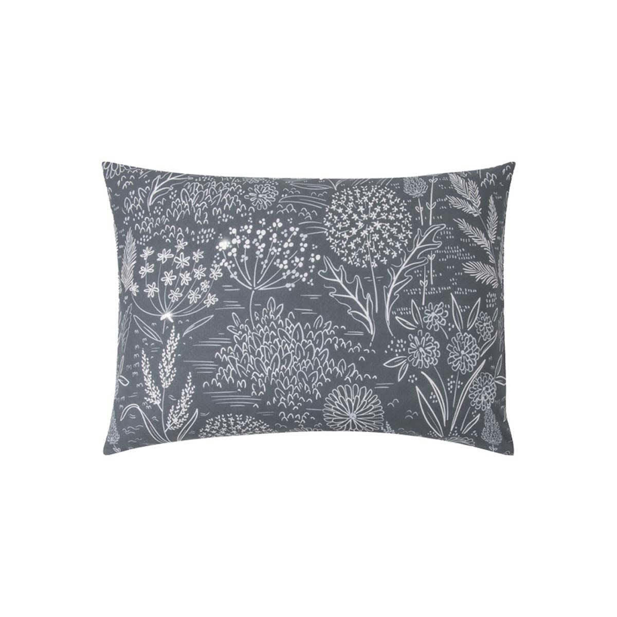 HORTENSE - Taie d'oreiller imprimée en lyocell gris 50x70