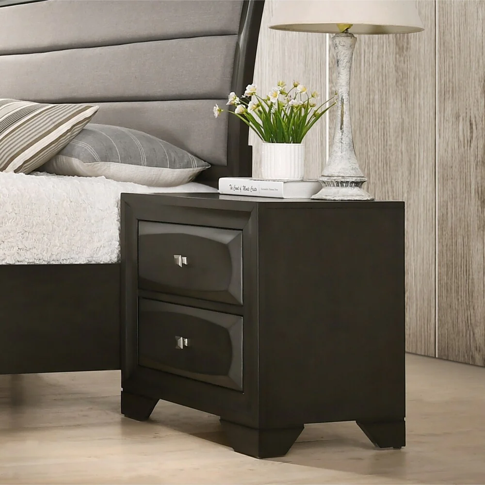 Roundhill Furniture Oakland Antique Gray Finish Wood 2 Drawers Nightstand
