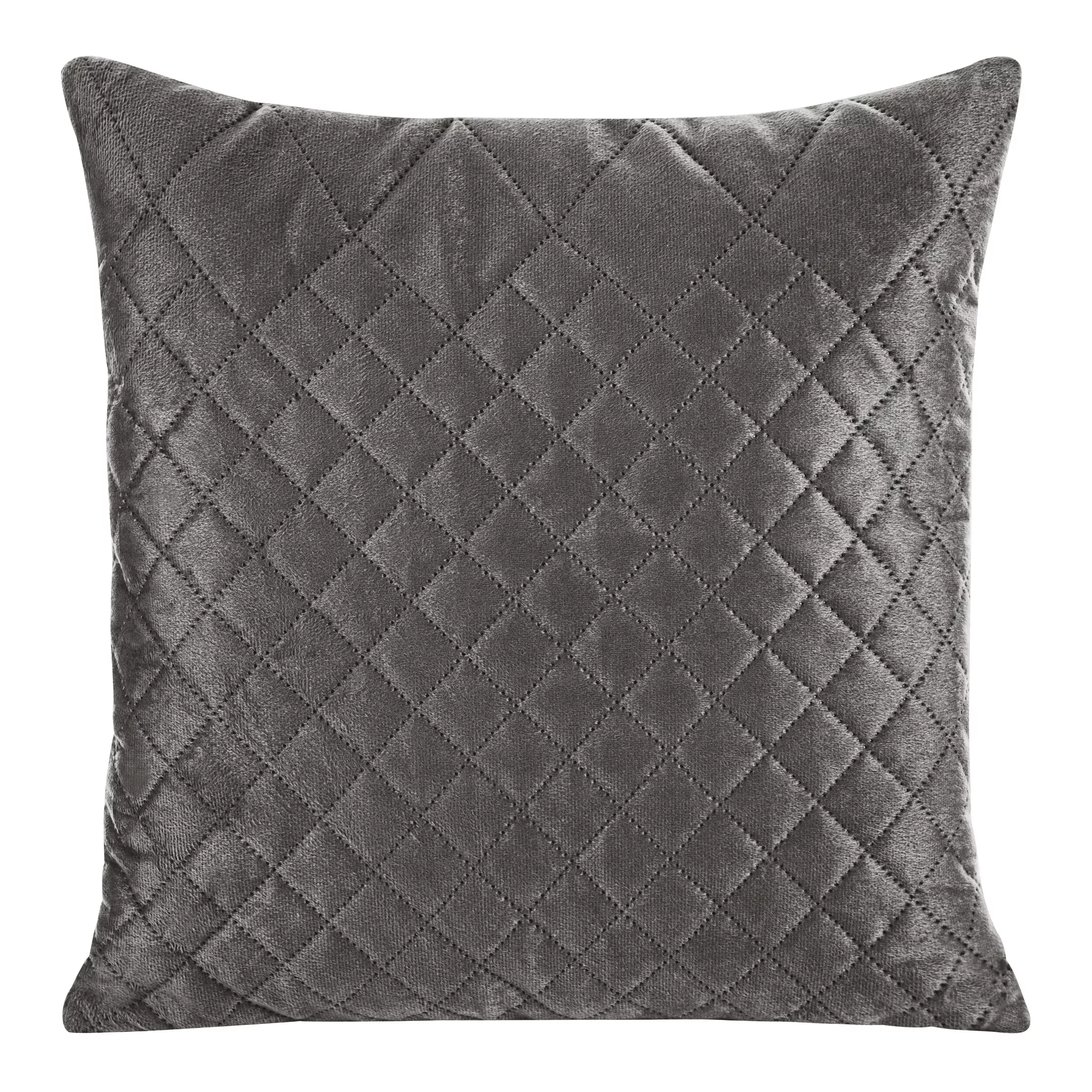 Poszewka na poduszkę 40x40 cm welwetowa grafitowa pikowana metodą hot press w geometryczny wzór LUIZ 3 DESIGN 91