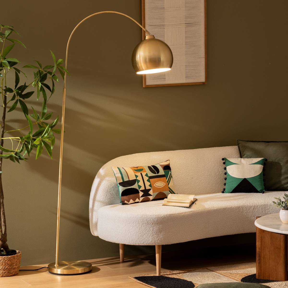 Arc floor lamp "Floris" Gold, H. 177 cm