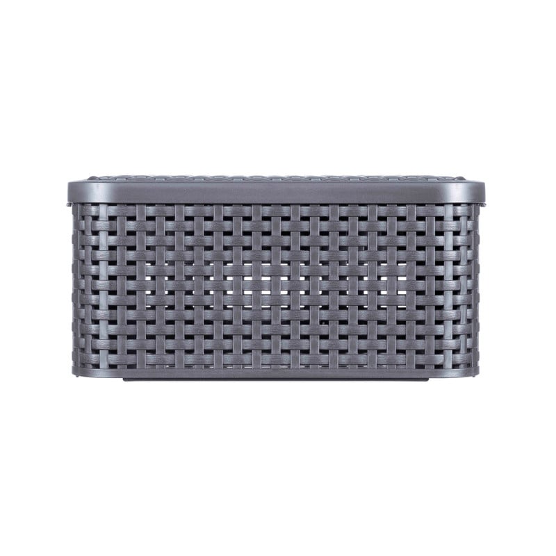 Curver opbergmand met deksel klein - grijs - 13x29x19 cm