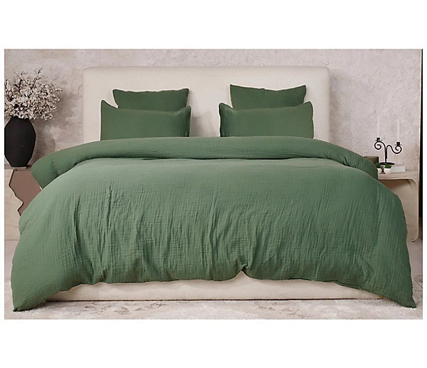 Housse de couette   taies gaze de coton lave Douceur