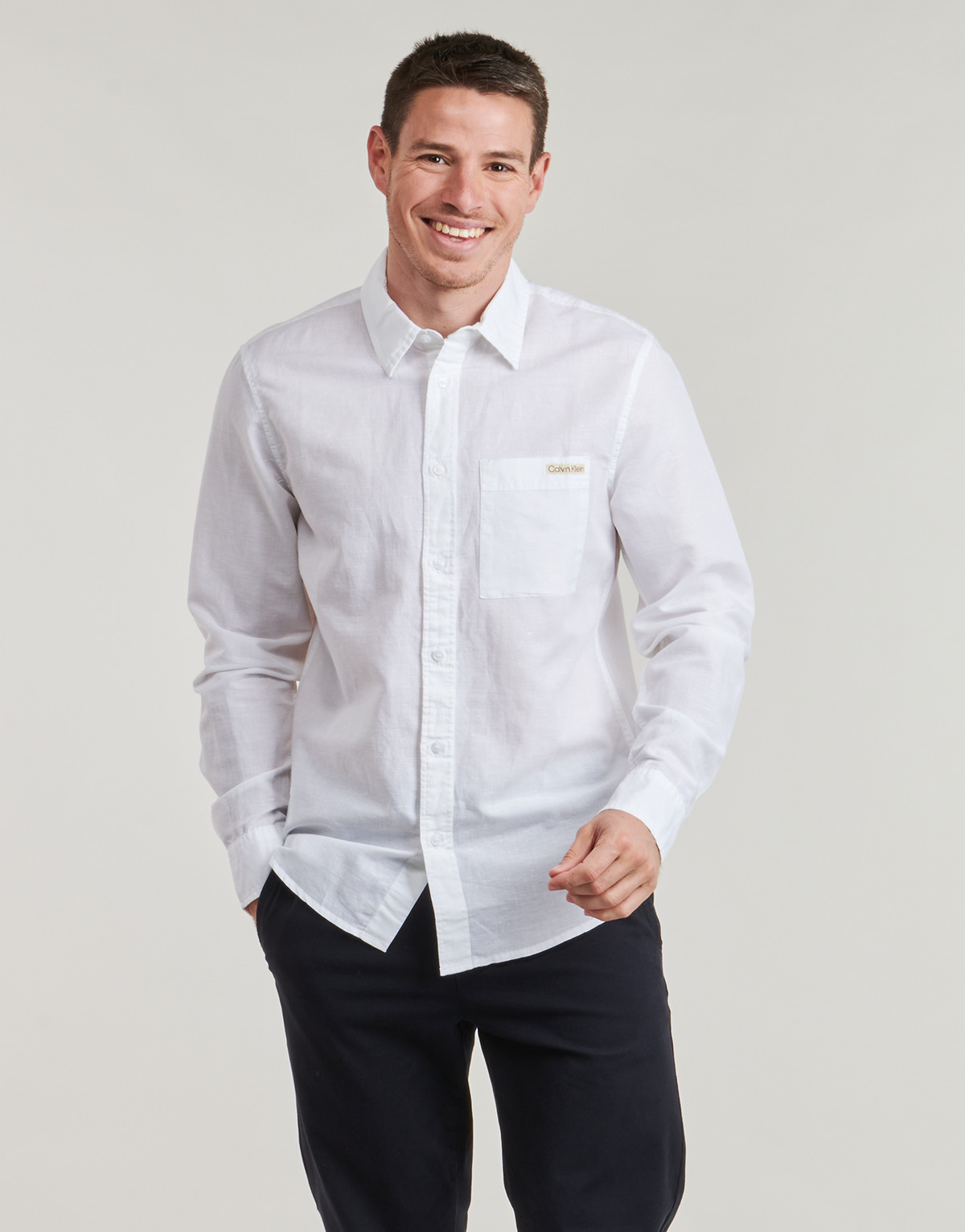 Calvin Klein Jeans - LINEN COTTON SHIRT - White