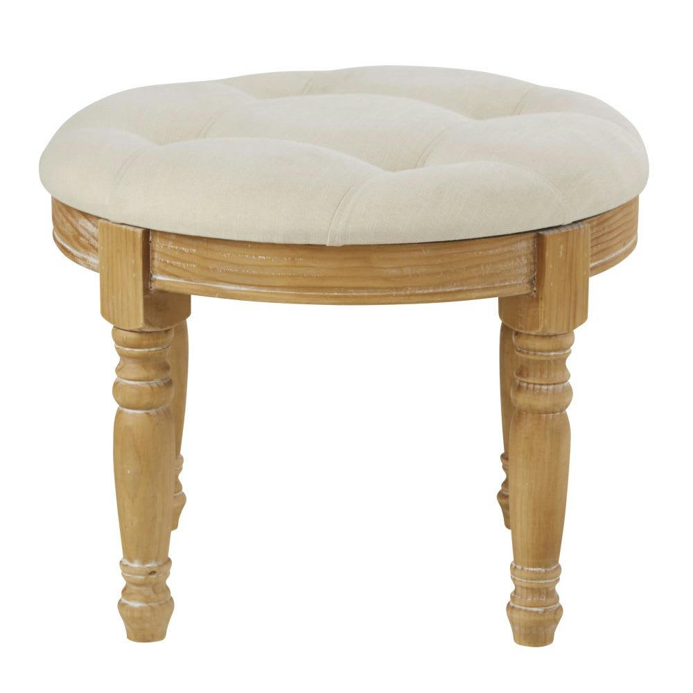 ARTHUR - Tabouret capitonné beige