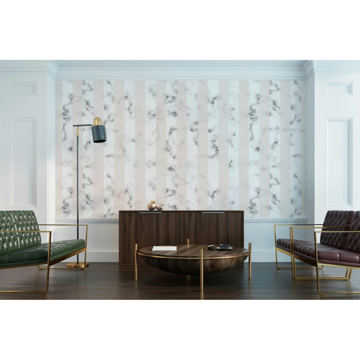 MARBLING - Papier peint panoramique motif imprimé Beige 288x300cm