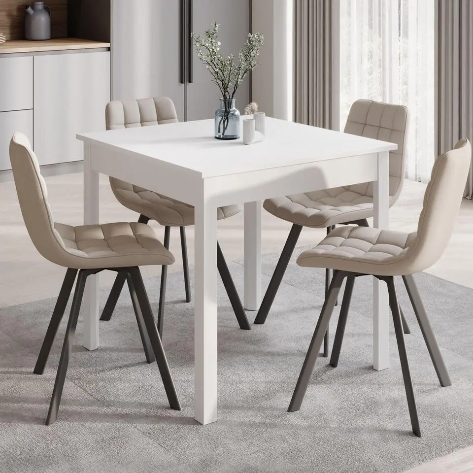 Meubella - Eetkamertafel Steve - Wit - 80 cm