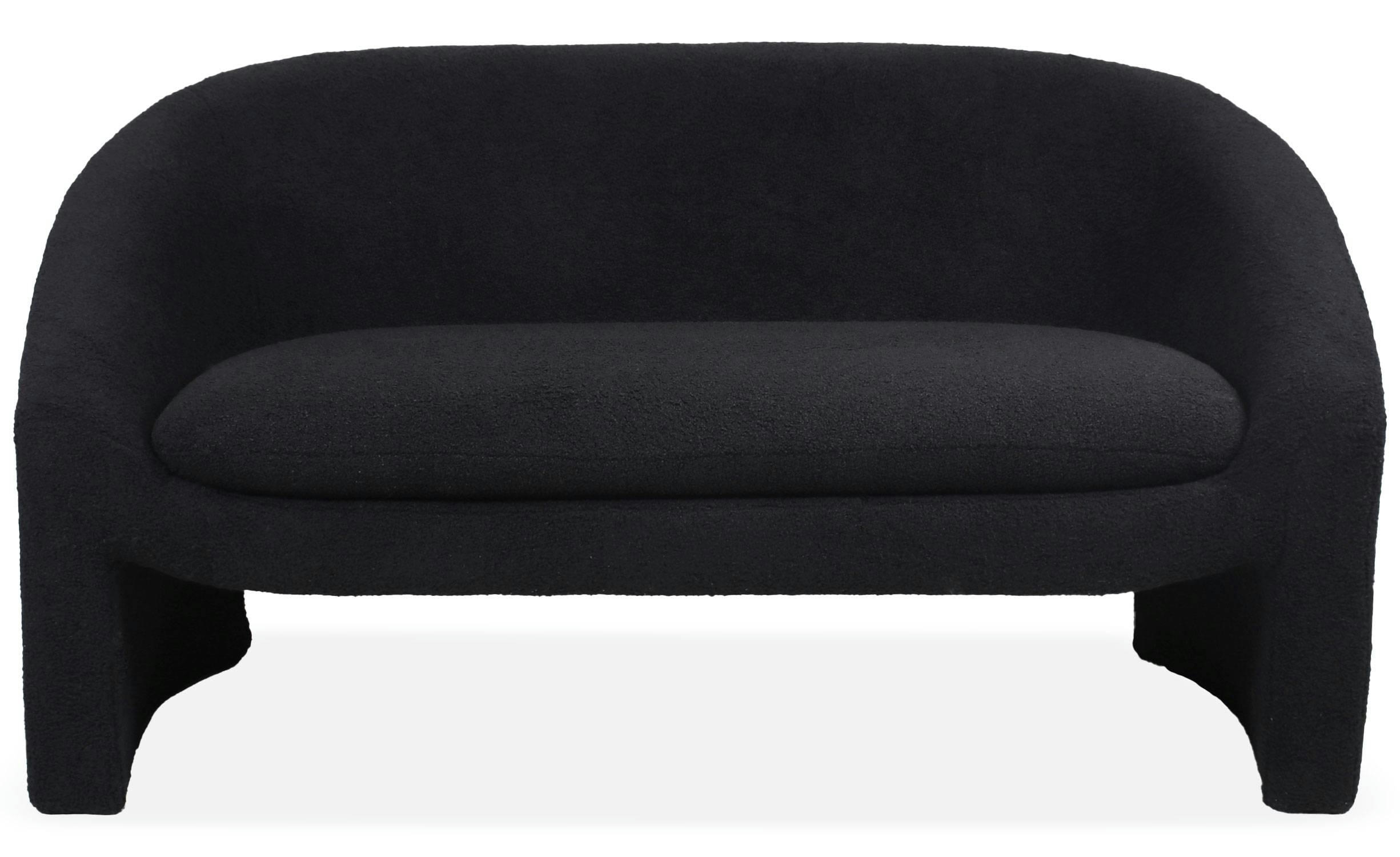 INDIANA - Canapé arrondi 2 places tissu bouclette noir