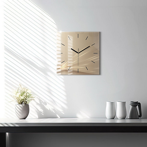 Horloge murale Wallfluent 30x30 cm Aiguilles noires Lumière abstraite 1 pcs