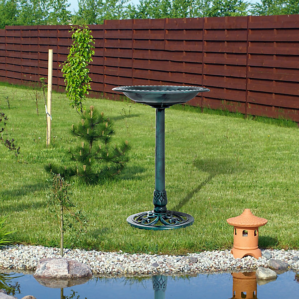 Bain d'oiseaux abreuvoir pour oiseaux plateau dia. 50 cm PP bleu effet antique