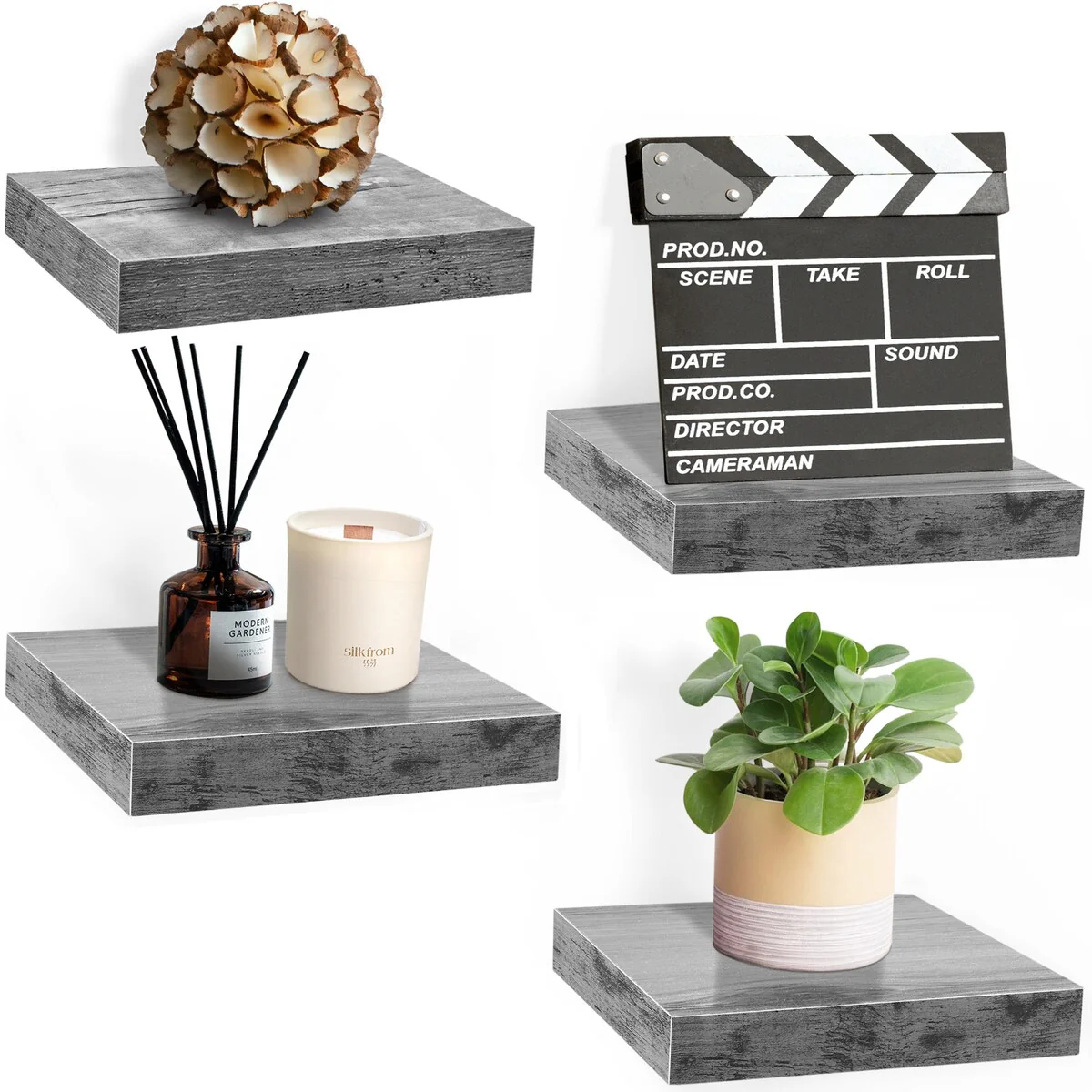 Floating Shelf Square Invisible Mounting (4 Pack) - 9.25 L X 9.25 W 1.5